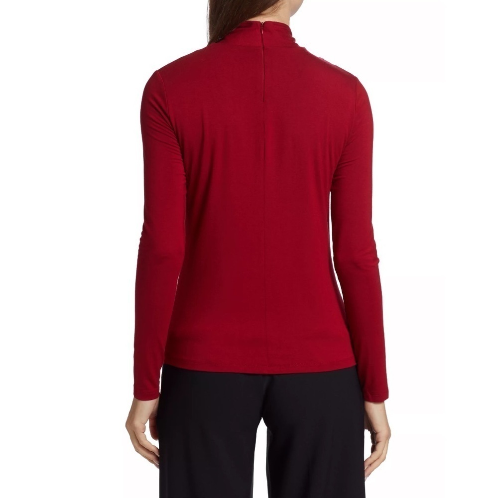 Elie Tahari Red Twist Mock Neck Top Large - Picture 4 of 9